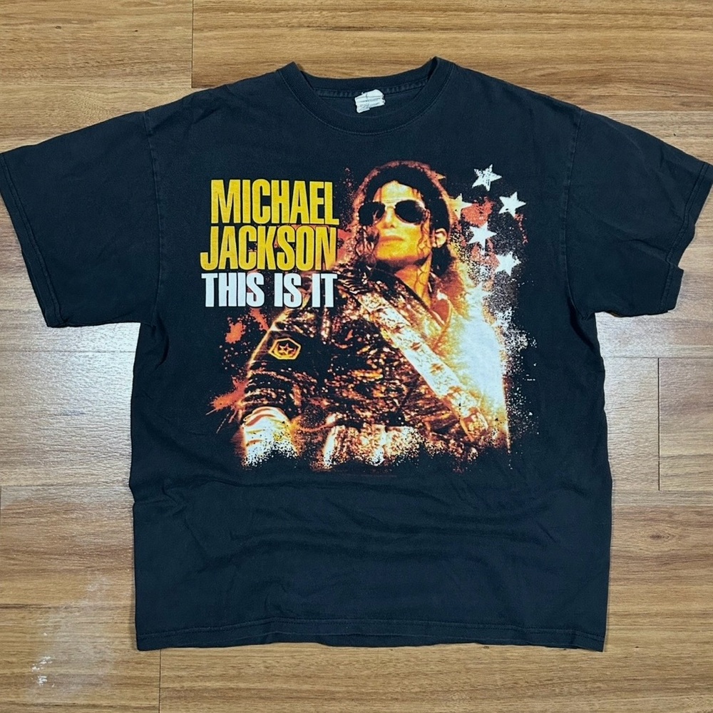 Michael Jackson Y2K This Is It Black Large Graphic T-shirt